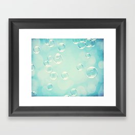 Bubble Photography, Laundry Room Soap Bubbles, Aqua Teal Bathroom Photography Framed Art Print