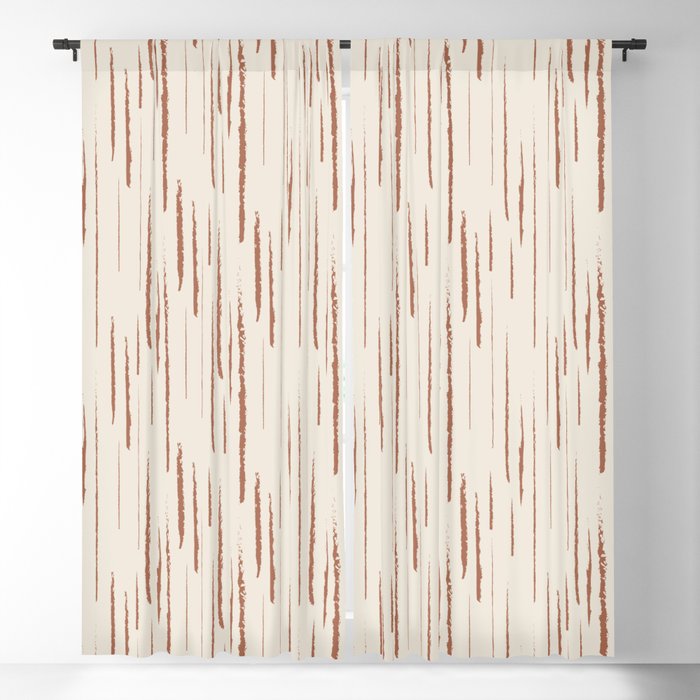 Cavern Clay SW 7701 Grunge Vertical Stripes on Creamy Off White SW7012 Blackout Curtain