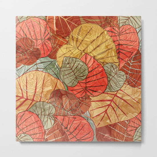 Leaves in Rosy Background 4 Metal Print