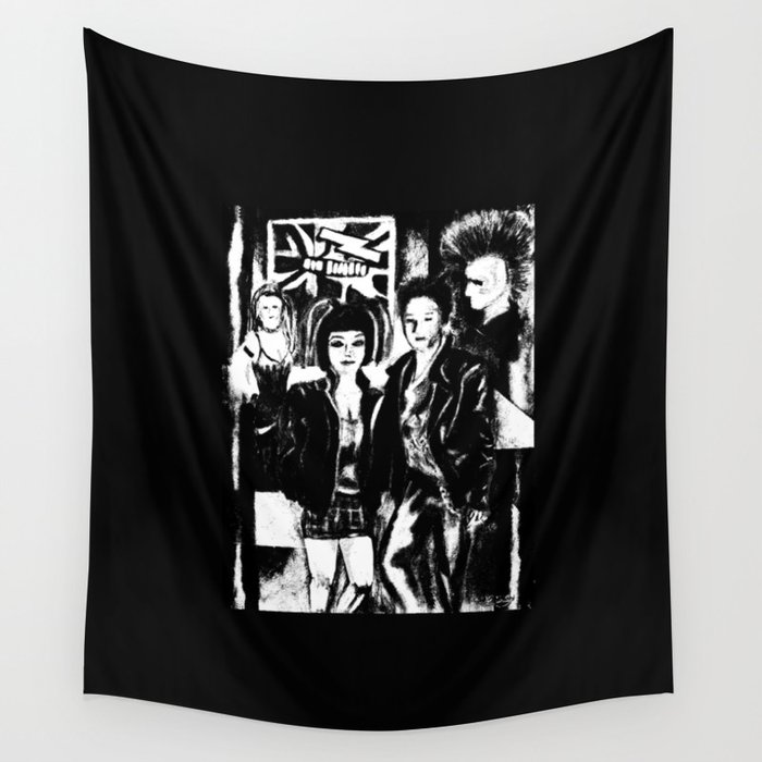Alternative fashion and leather jacket style at the club Wall Tapestry