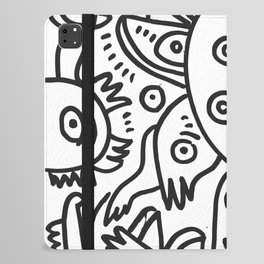 Black and White Graffiti Cool Funny Creatures iPad Folio Case