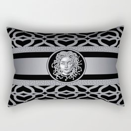 Luxury Medusa Oriental Silver Rectangular Pillow