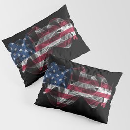 USA Smoke Flag on Black Background, USA flag Pillow Sham