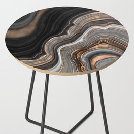 Elegant black marble with gold and copper veins Side Table