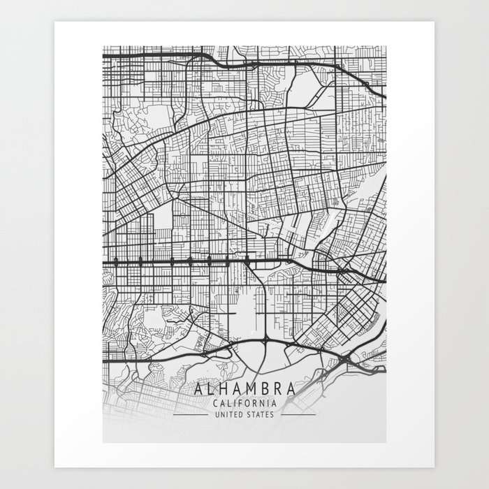 Alhambra California city map Art Print