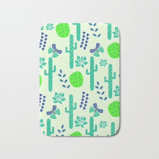 Cacti and butterflies Bath Mat