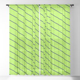 [ Thumbnail: Dark Slate Gray and Light Green Colored Striped/Lined Pattern Sheer Curtain ]