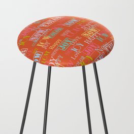 Enjoy The Colors -  Colorful modern abstract pattern on Coral Rose color                             Counter Stool