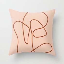Abstract Terracotta Line Art Throw Pillow