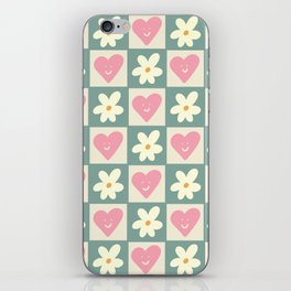 Spring of Flowers and Love - Teal and Pink Happy iPhone Skin