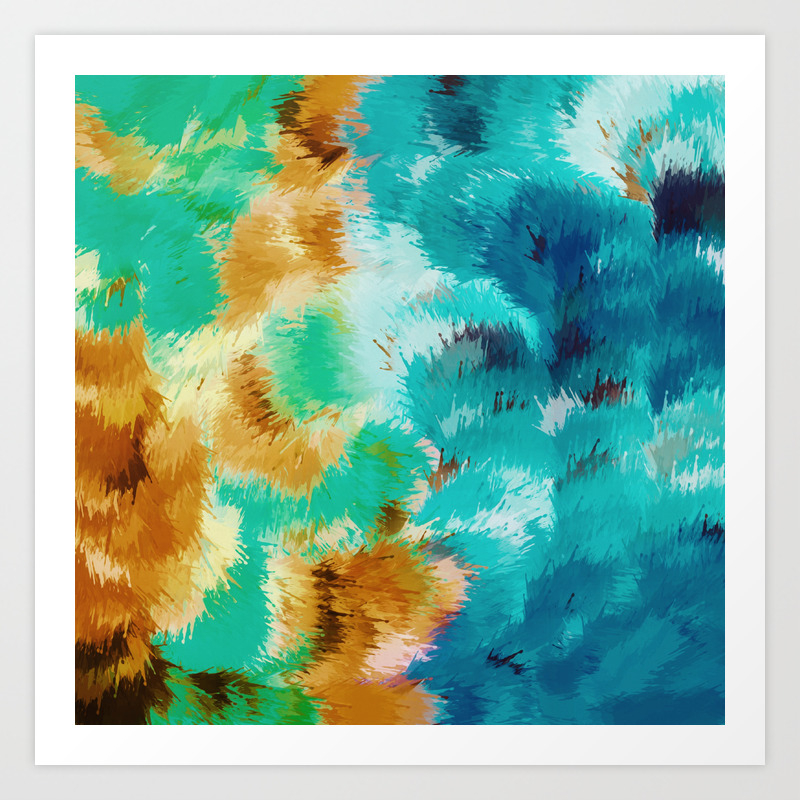 Green Blue And Brown Painting Abstract Background Art Print By