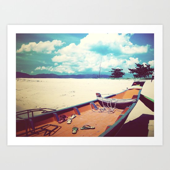Longboat on the Shore, Thailand Art Print