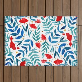 Magical garden - red and turquoise Outdoor Rug