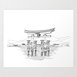Hiroshima Art. Itsukushima Shrine. Architecture Art. Architecture Gift. Japan Travel Gift. Art Print