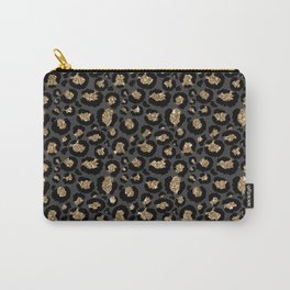 Black Gold Leopard Print Pattern Carry-All Pouch