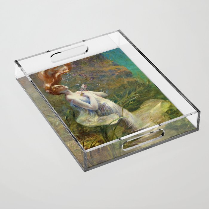 Ophelia madly in love (drowning) from William Shakespeare's Hamlet portrait woman under water painting Acrylic Tray