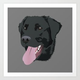 Black Lab with Its Tongue Out Art Print