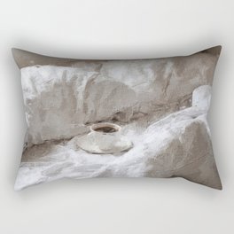 digital oil painting of a cozy morning in bed with coffee  Rectangular Pillow