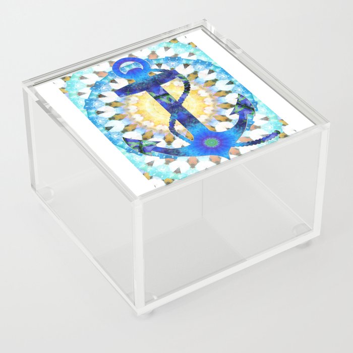 Blue Mandala Anchor Beachy Art Acrylic Box