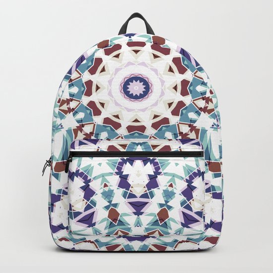 White, brown , blue kaleidoscope . Backpack