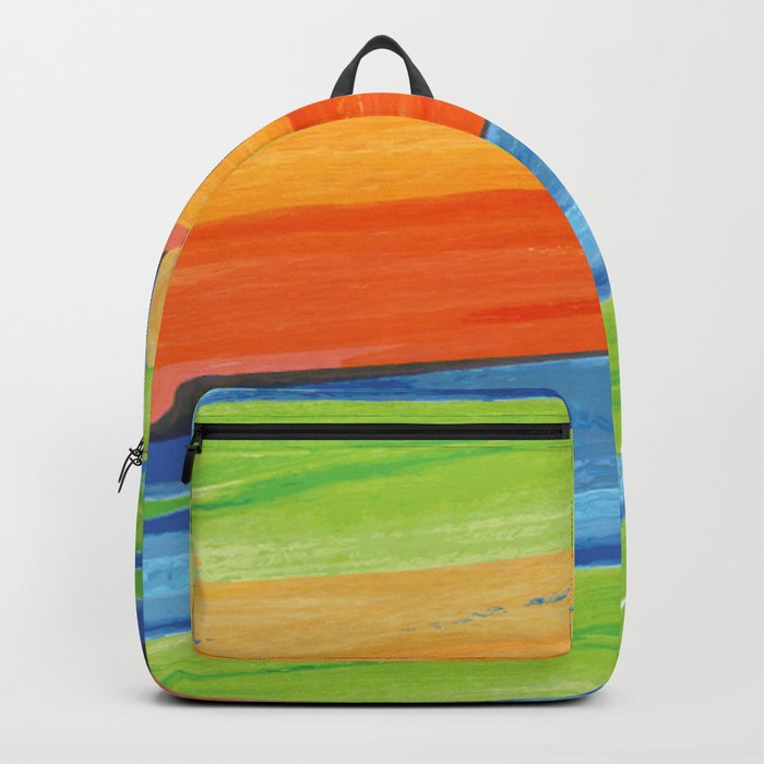 red yellow blue backpack