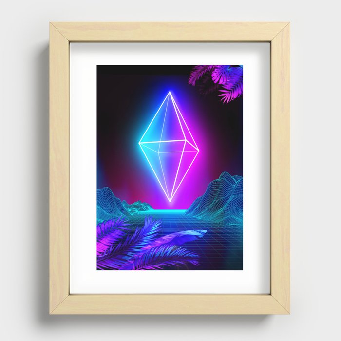 Neon landscape: Synth Crystal Recessed Framed Print