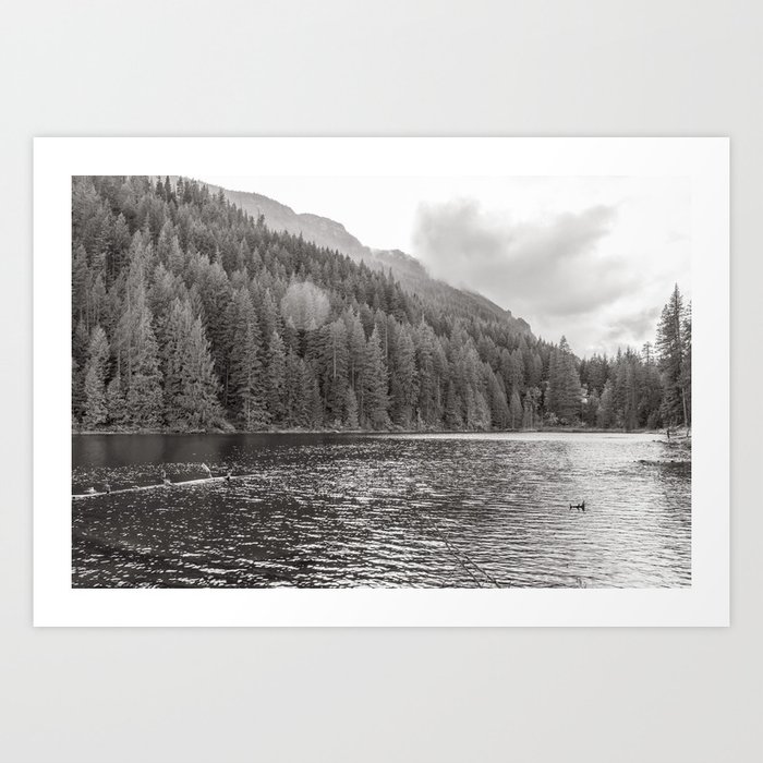 Washington PNW | Alpine Lake | Black and White Photography Art Print