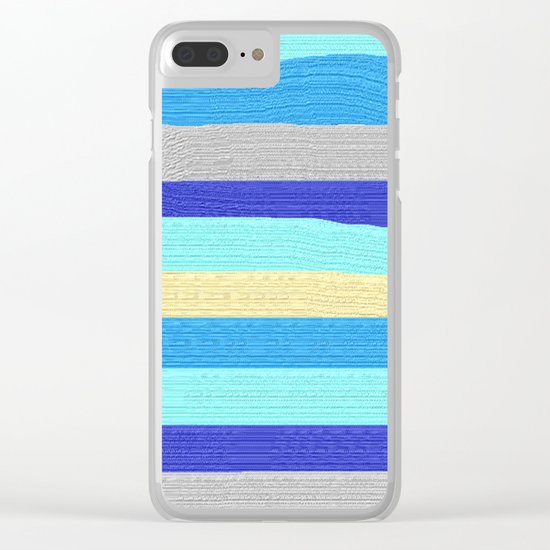 Ocean Blue Painter's Stripes Clear iPhone Case