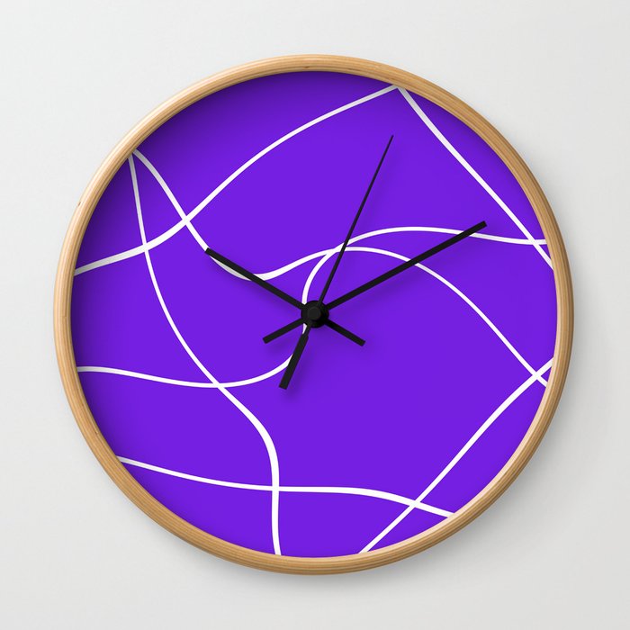 "Abstract lines" - White on lavender Wall Clock