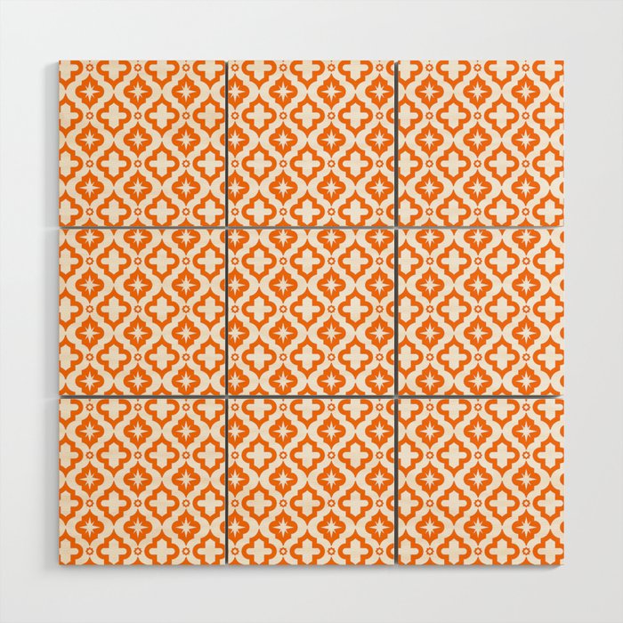 Orange Ornamental Arabic Pattern Wood Wall Art