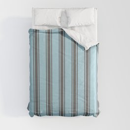 [ Thumbnail: Light Blue & Dim Grey Colored Stripes/Lines Pattern Comforter ]