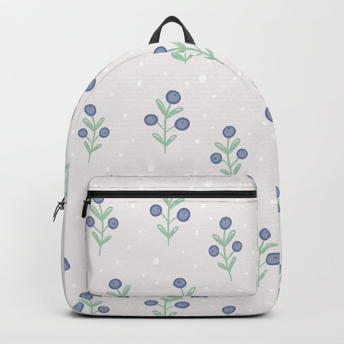 Mauve pink white blue hand painted polka dots floral Backpack