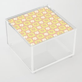 Hand-Drawn Checkered Flower Pattern (Spring Colors) Acrylic Box