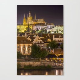 Prague Castle and St. Vitus Cathedral by night Canvas Print
