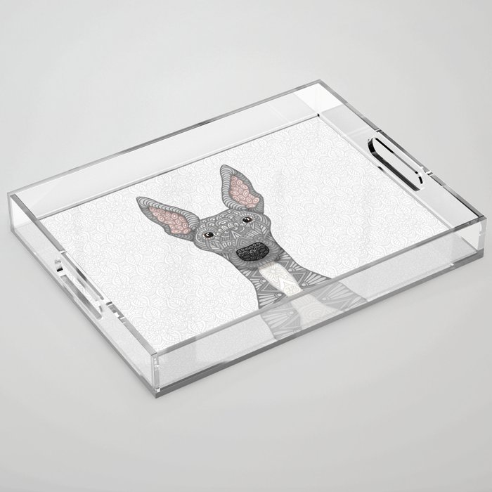 Blue and white Greyhound Acrylic Tray