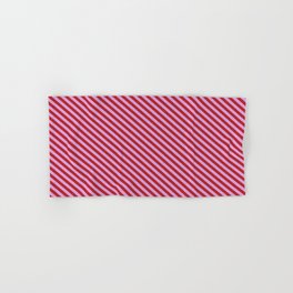 [ Thumbnail: Plum and Red Colored Stripes Pattern Hand & Bath Towel ]