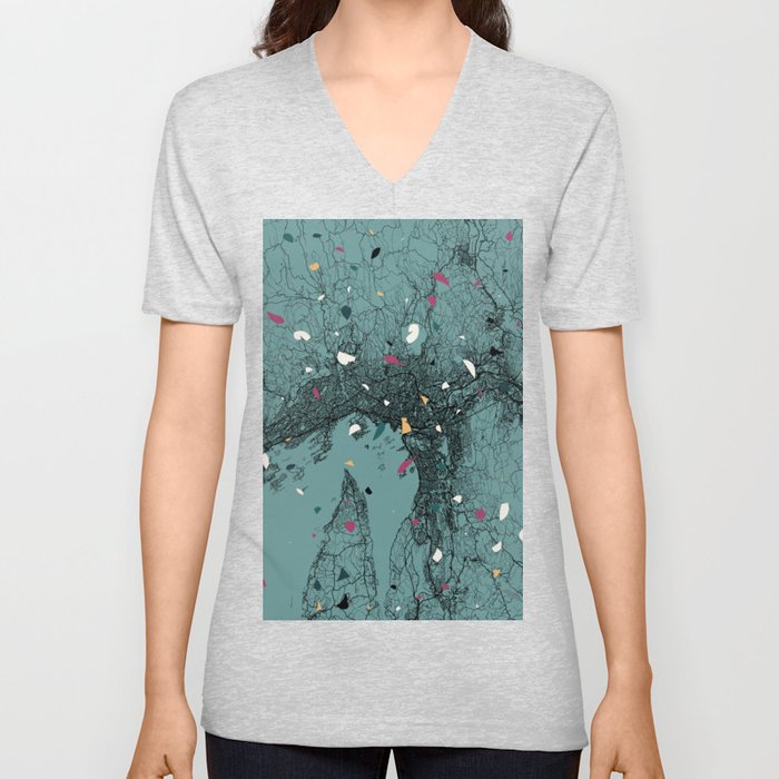 Oslo City Map. Norway. Collage Terrazzo V Neck T Shirt