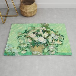 Roses, 1890 by Vincent van Gogh Rug | Pinkrose, Flowering, Nature, Gift, Present, Roses, Painting, Bloom, Vincentvangogh, Rose 