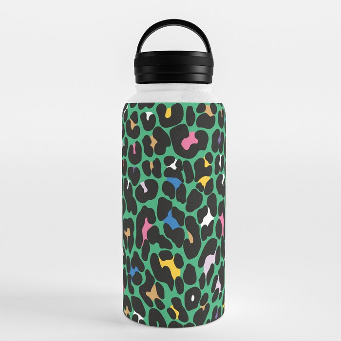 Tropical Jungle Leopard Animal - skin 80s 90s tribal summer Water Bottle