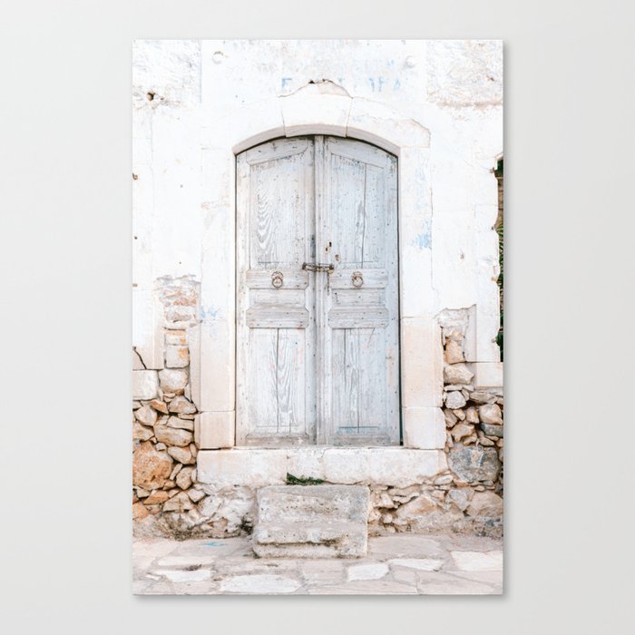 Never too old | Greek light blue old door in Crete, Greece | Pastel colored travel photography print Canvas Print