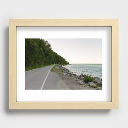 Lake Michigan and a Bicycle only Highway on Mackinac Island Recessed Framed Print
