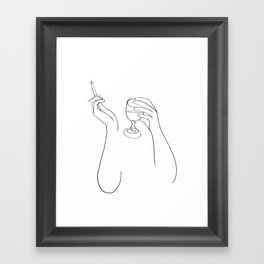 Wine & Cigarettes Framed Art Print