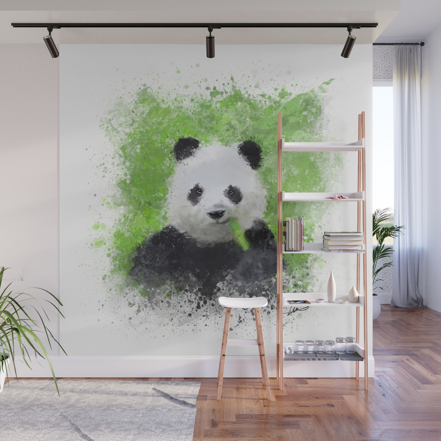 BAMBOO & GIANT PANDAS EATING Wall Art Sticker Mural Decal in 3 x sizes