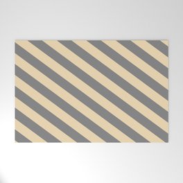 [ Thumbnail: Grey & Tan Colored Lines Pattern Welcome Mat ]