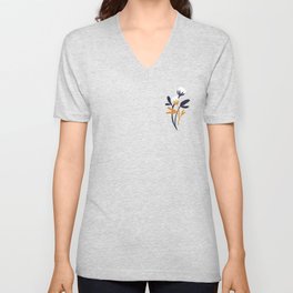 abstract flowers | dusty pink, navy blue and yellow V Neck T Shirt