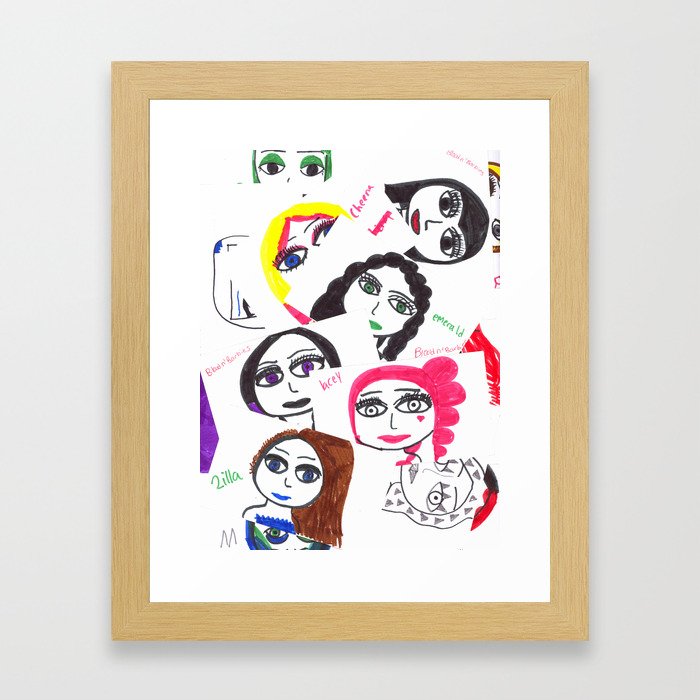 Character collage Framed Art Print