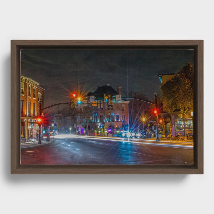 Doylestown on an Autumn Saturday Night Framed Canvas