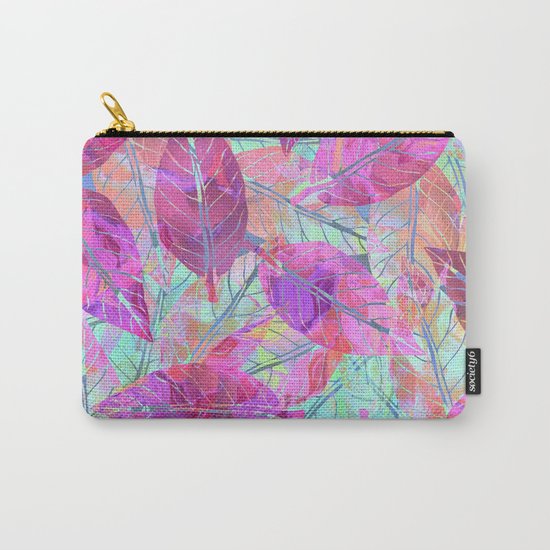 Pink Leaves Carry-All Pouch