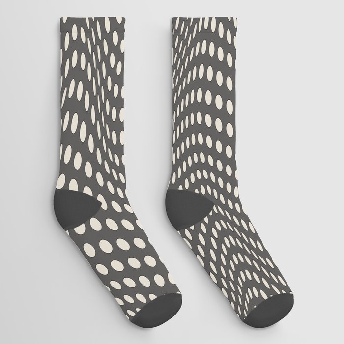 Wavy Dots Grey & White Socks