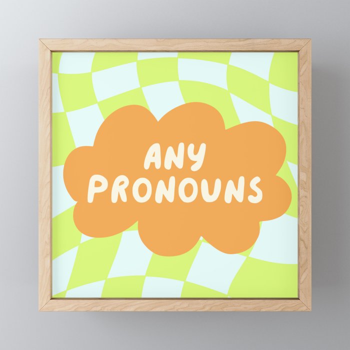 Any Pronouns - Pronoun Badge  Framed Mini Art Print
